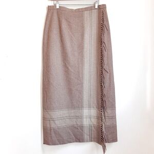 PENDLETON Virgin Wool Fringe Wrap Maxi Skirt Southwestern Ecru Neutral Size 14